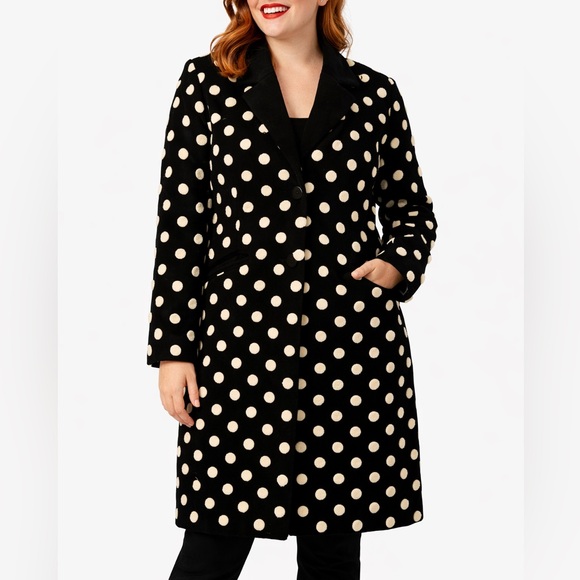 Modcloth Jackets & Blazers - ModCloth Black & Cream Polka Dot Coat NWT Size Large